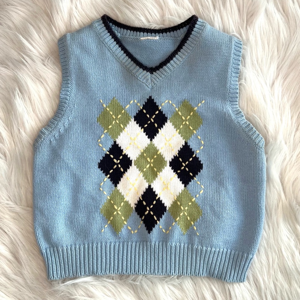 Blue Argyle Sweater Vest